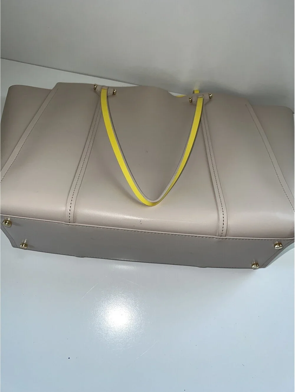 Kate Spade Anelle Arbour Hill Beige/Yellow Leather Tote Bag